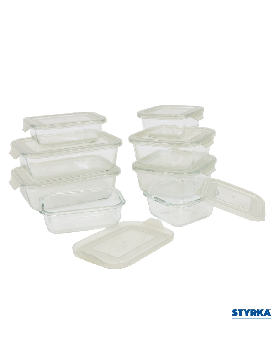 Set contenedores styrka home basic de vidrio y plástico 8 piezas