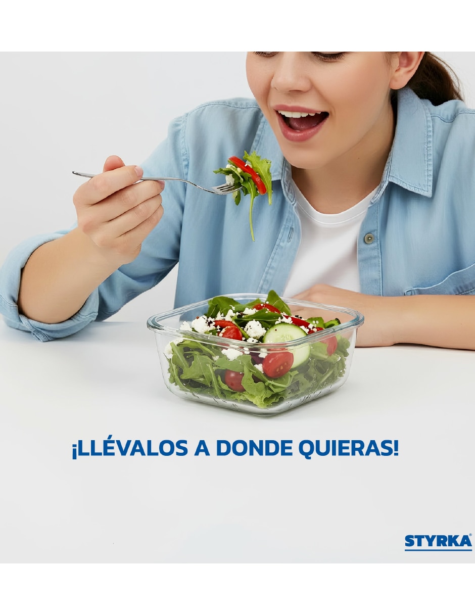 Set contenedores styrka home basic de vidrio y plástico 8 piezas