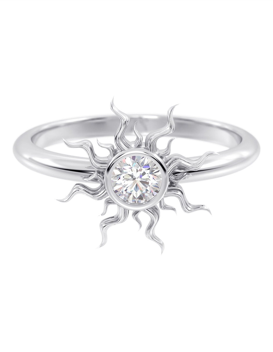 Anillo de sol 14 K de oro zirconia brillante Anillo de sol 14 K de oro zirconia brillante