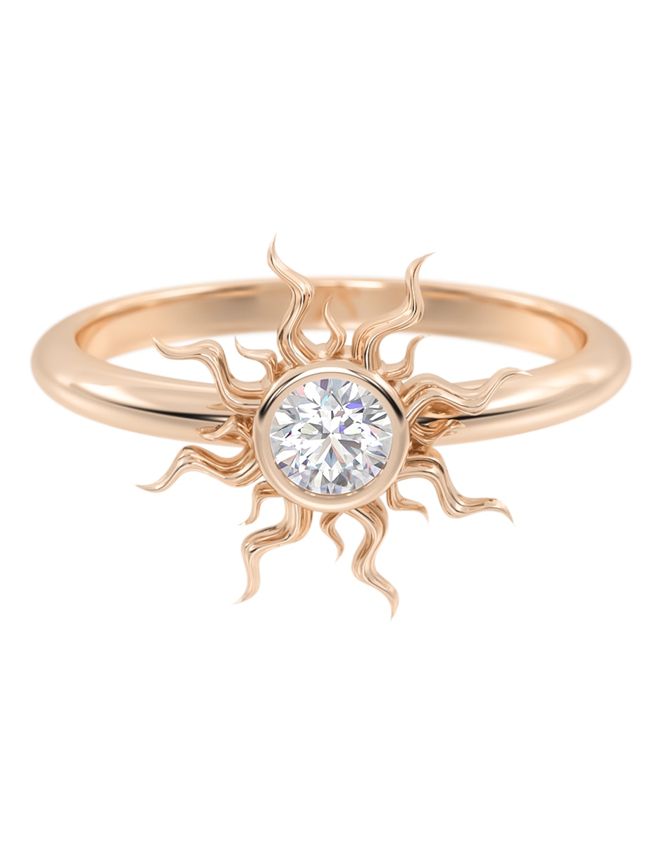 Anillo de sol 14 K de oro zirconia brillante 1