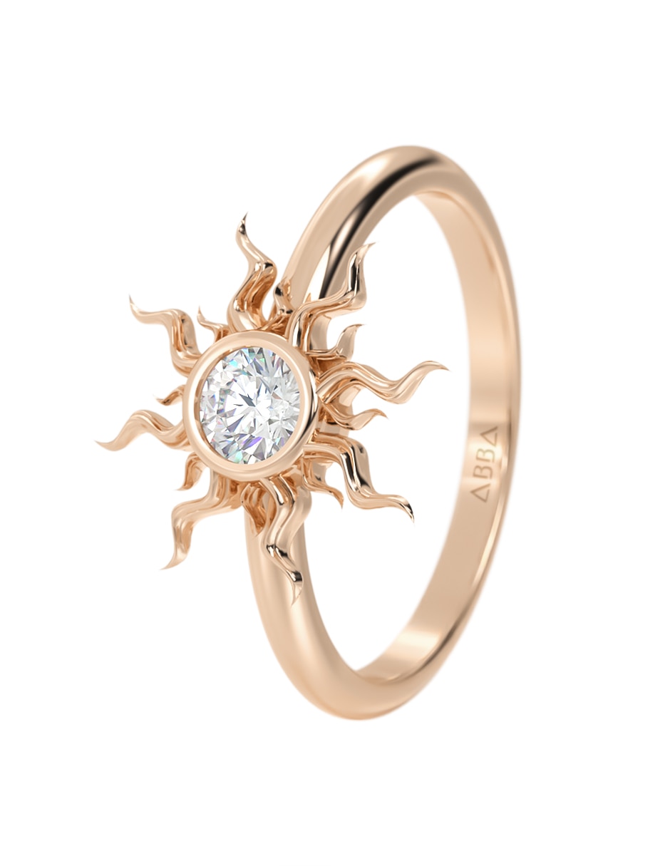 Anillo de sol 14 K de oro zirconia brillante 3
