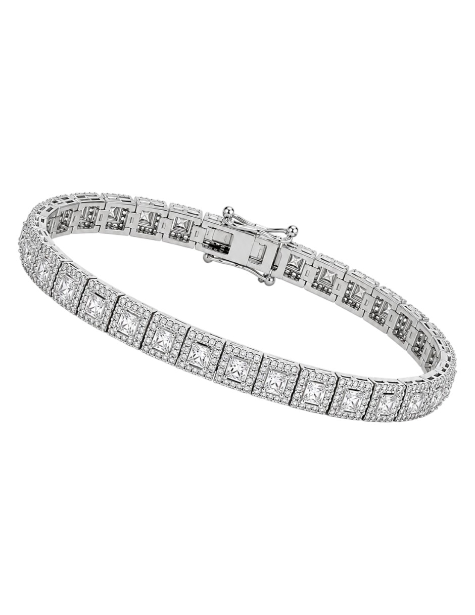 Pulsera Velocity con zirconia acabado baño de rodio