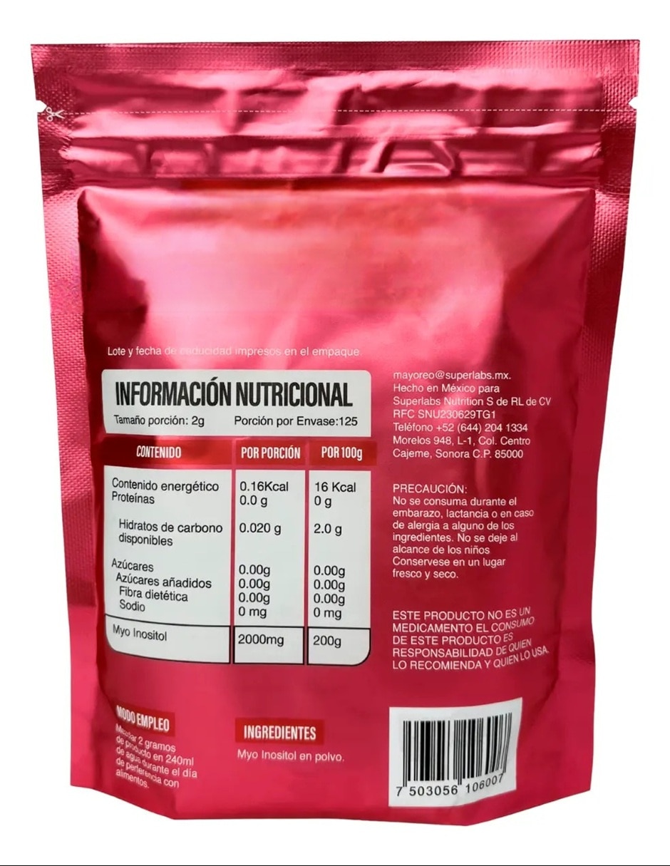 Suplemento alimenticio myo inositol lab con myo inositol