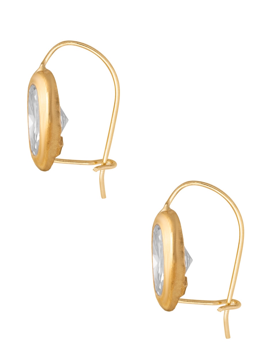 Aretes cortos Unlimited By OB de oro 10 K con acabado pulido zirconia