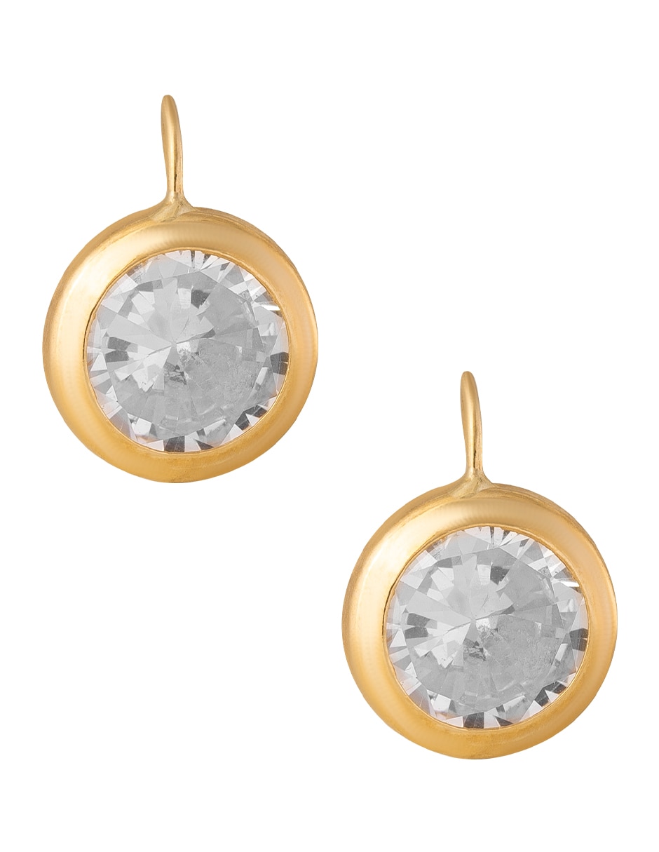 Aretes cortos Unlimited By OB de oro 10 K con acabado pulido zirconia