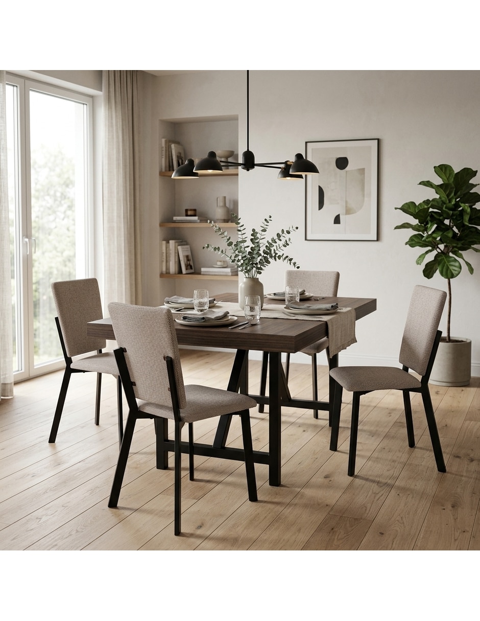 Comedor ZENTA + LUXEN SOCHIC para 4 personas de MDF
