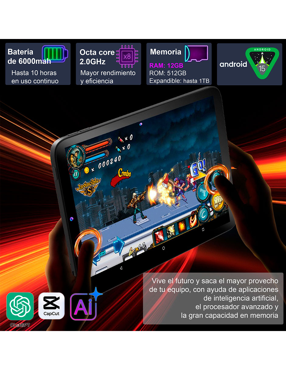 Tablet vm-98x 10.1 pulgadas 512 GB de almacenamiento de 12 GB ram 5