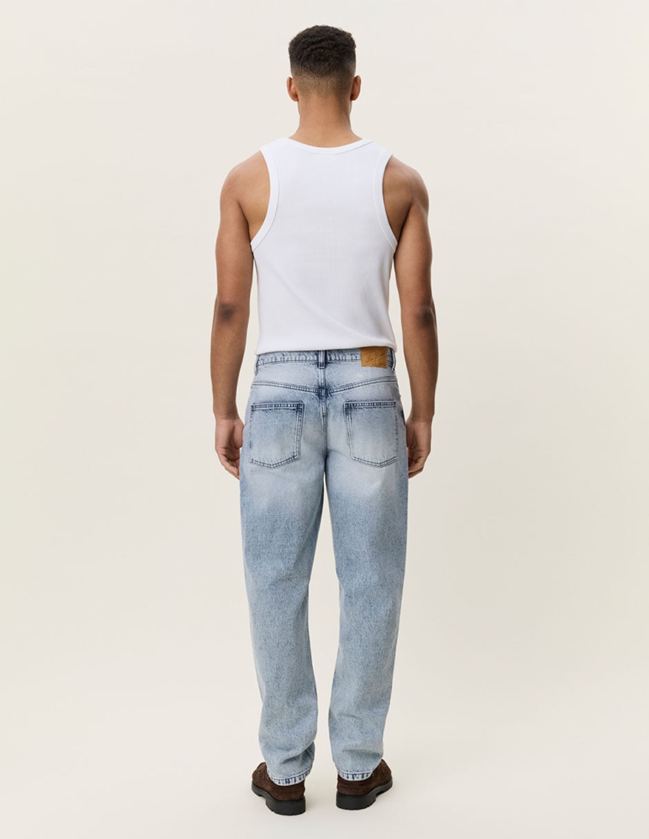Jeans loose lavado acid wash para hombre 2