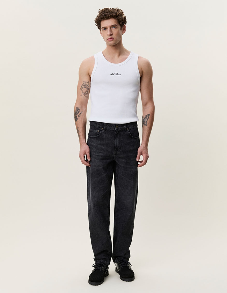 Jeans straight lavado deslavado para hombre 3