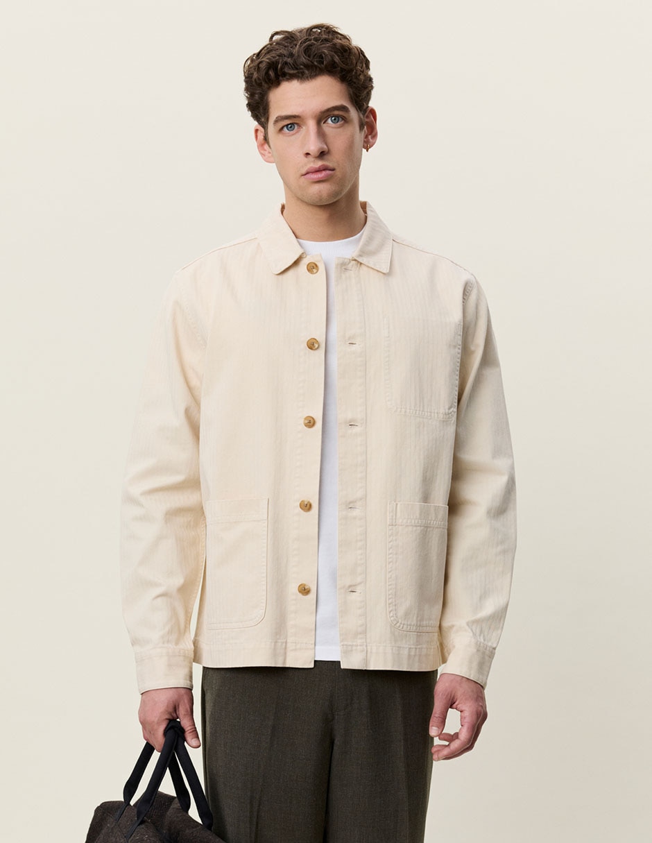 Sobrecamisa casual de algodón manga larga para hombre