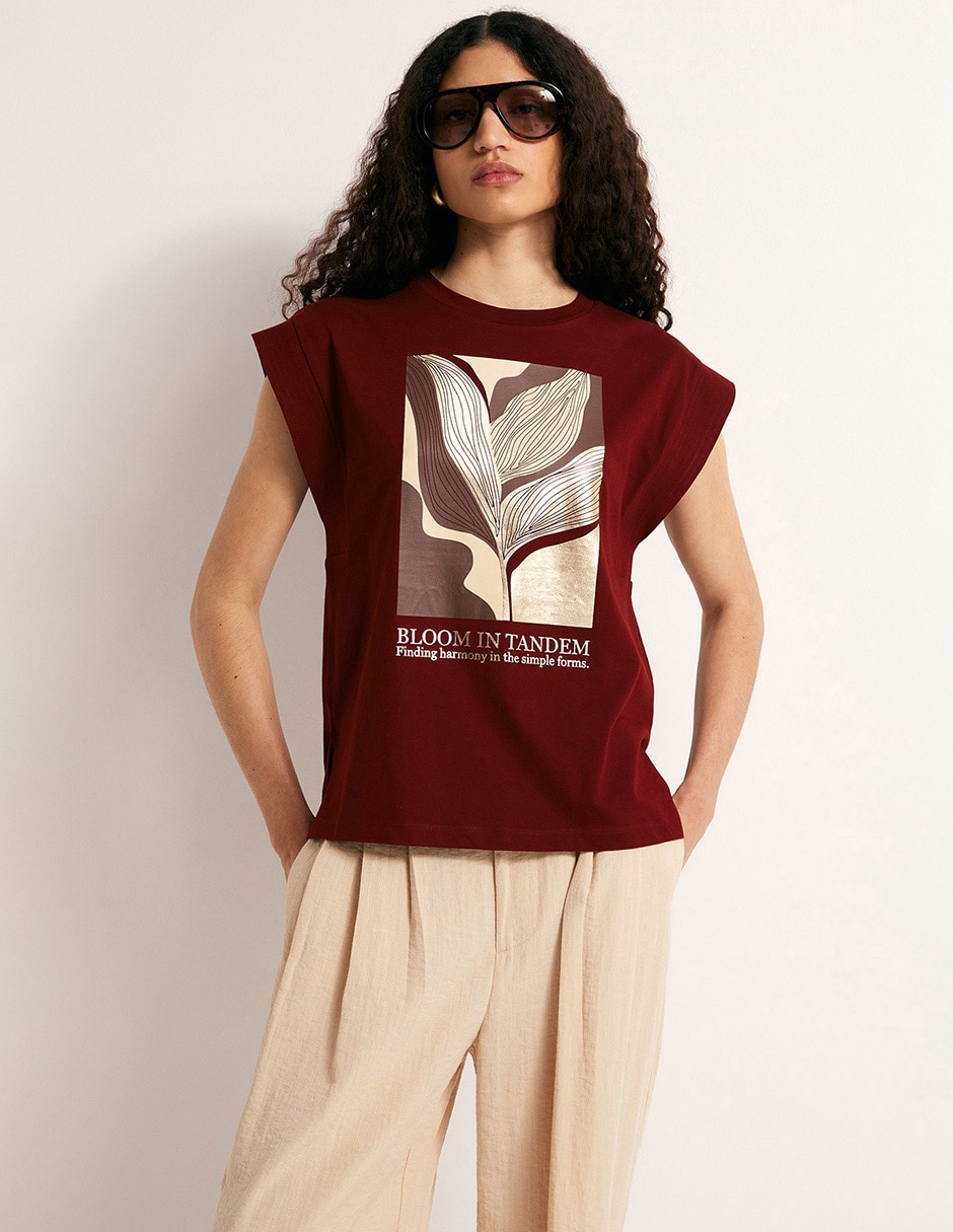 Playera manga corta cuello redondo para mujer 1
