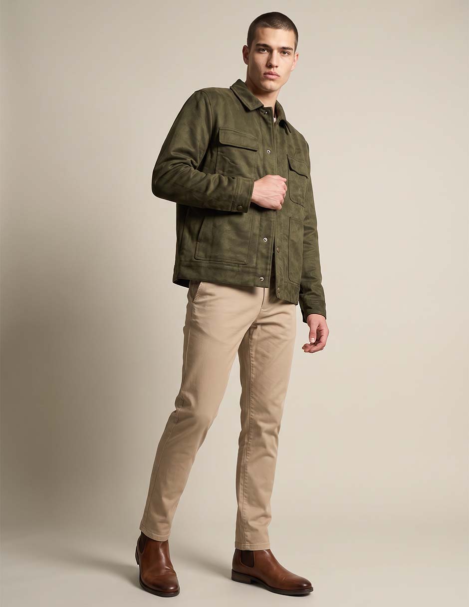 Chamarra casual de algodón con bolsillos para hombre 3