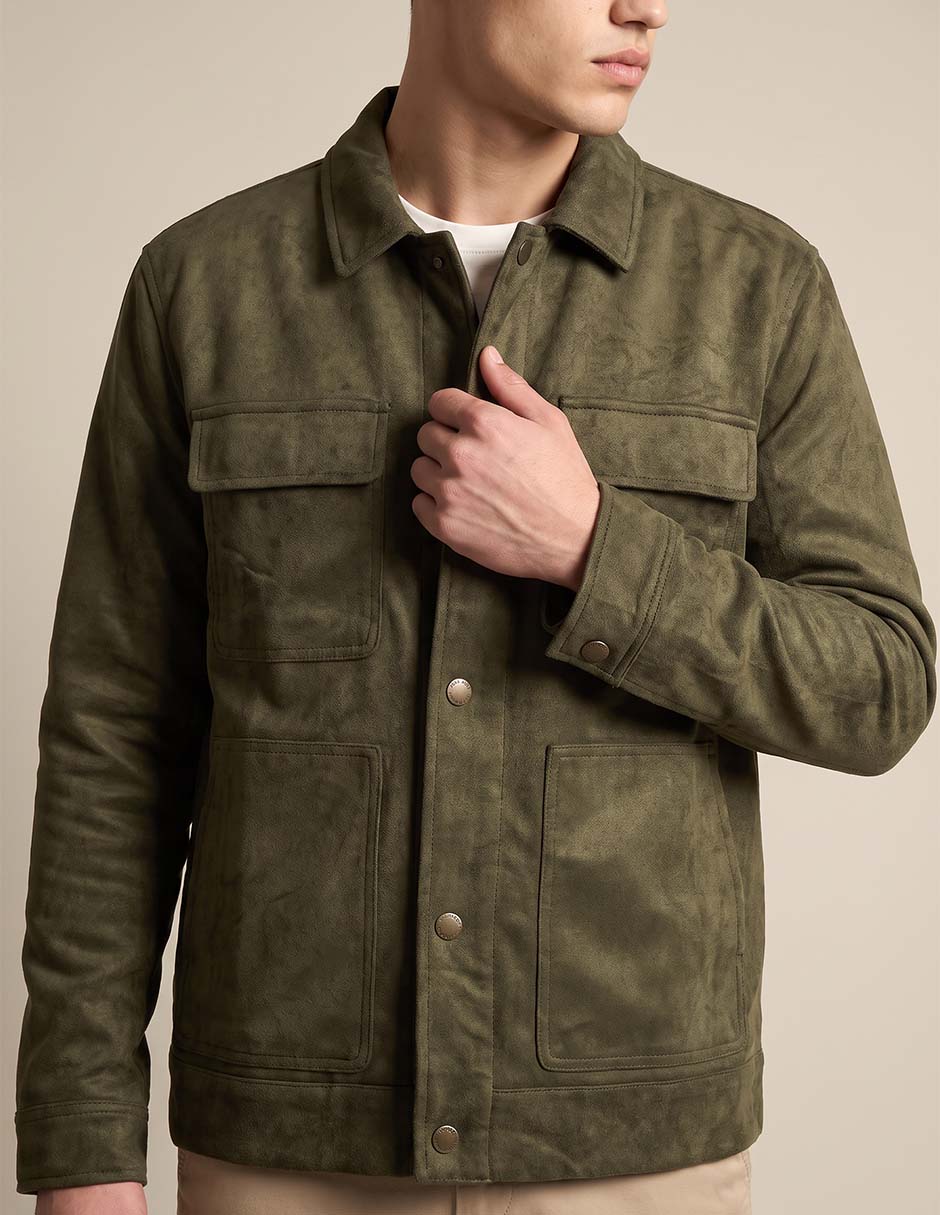 Chamarra casual de algodón con bolsillos para hombre 4