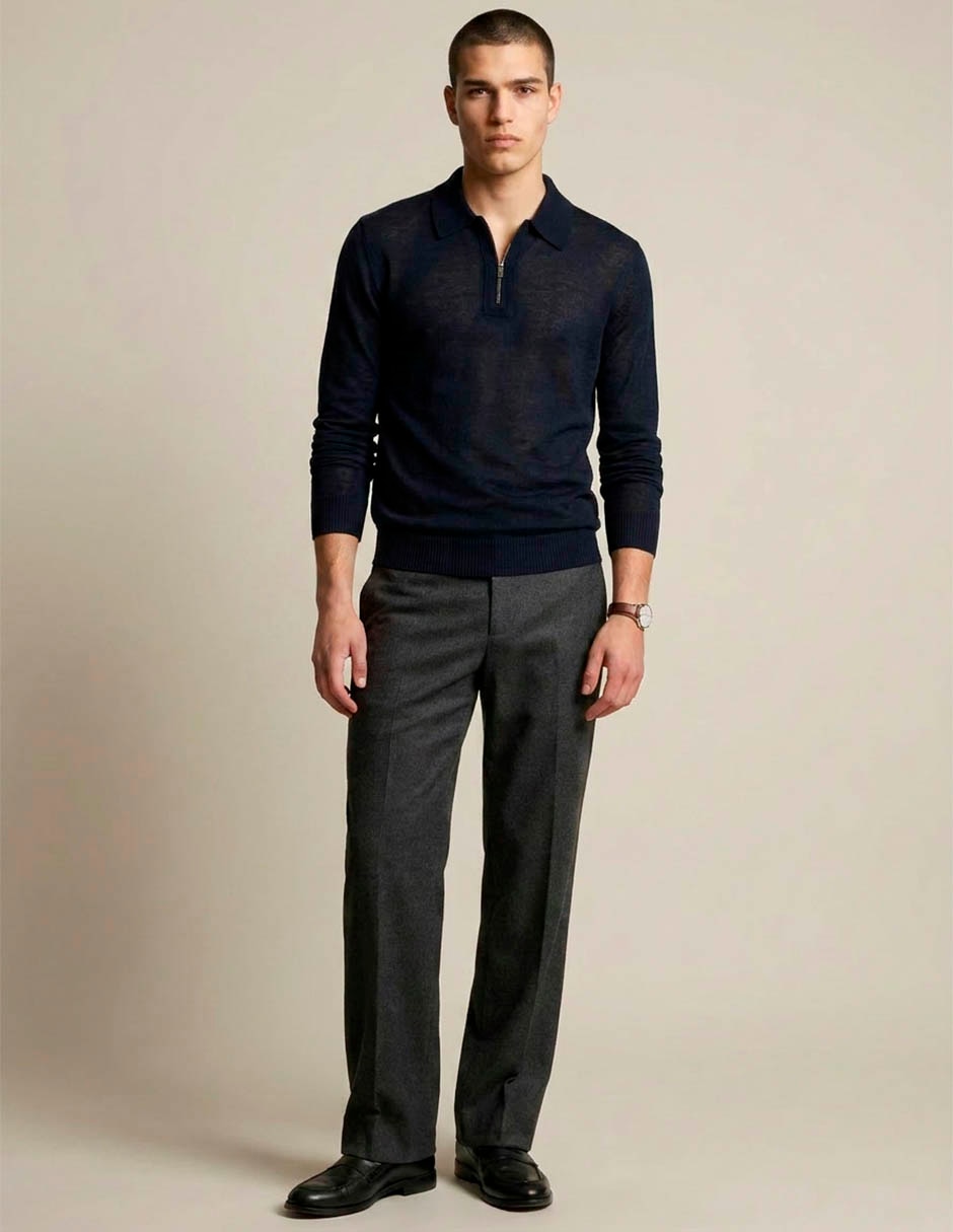Suéter cuello camisero para hombre