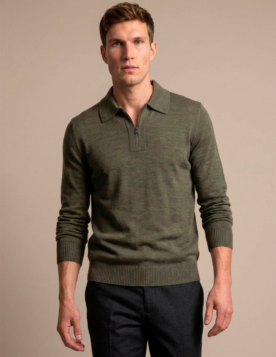 Suéter cuello camisero para hombre
