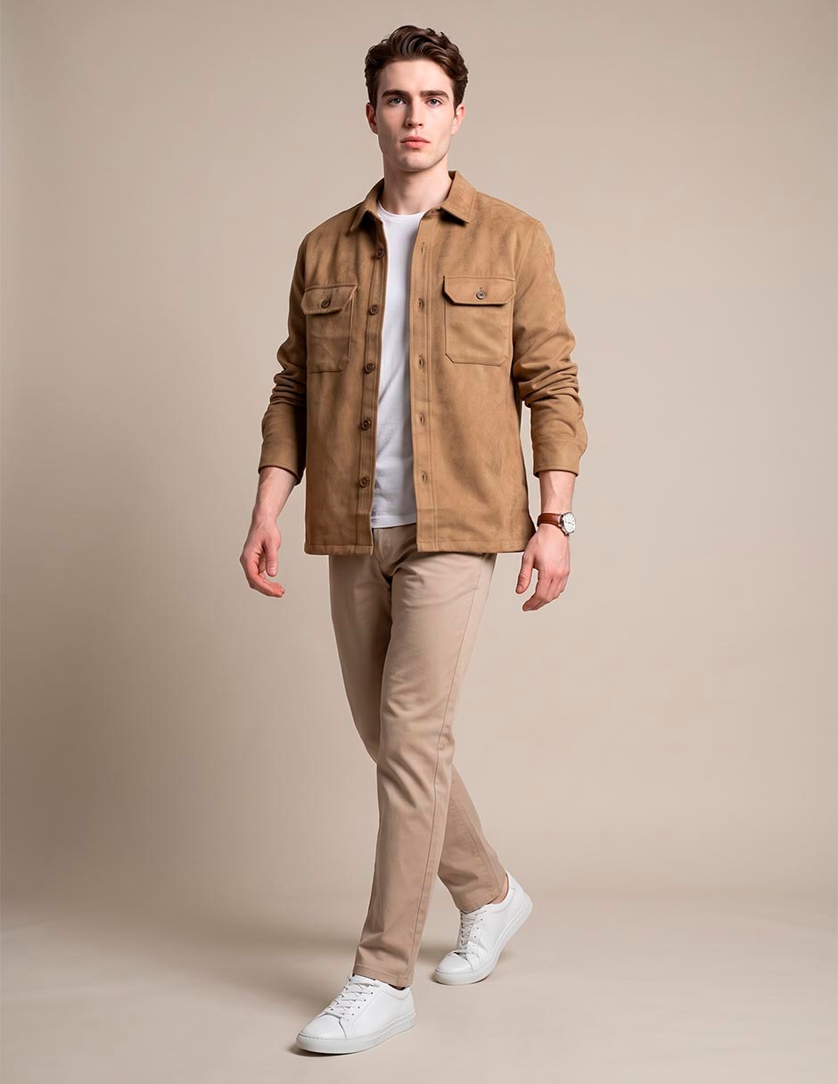 Sobrecamisa casual manga larga para hombre 3
