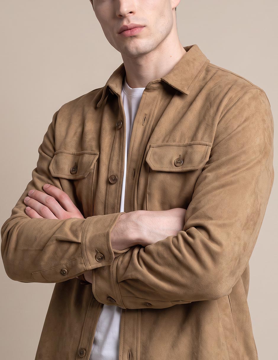 Sobrecamisa casual manga larga para hombre 4