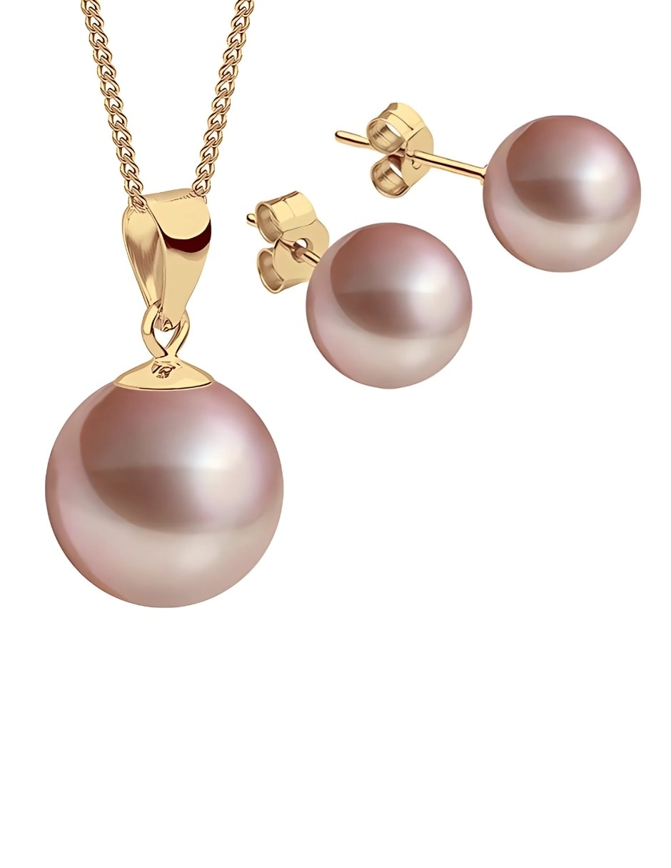 Aretes y collar circular zvezda éclair de metal 18 k perla de cristal
