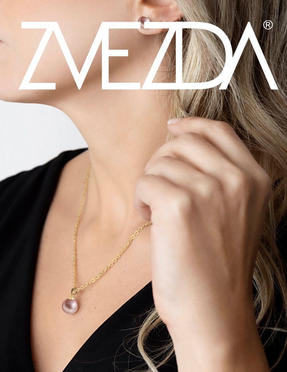 Aretes y collar circular zvezda éclair de metal 18 k perla de cristal