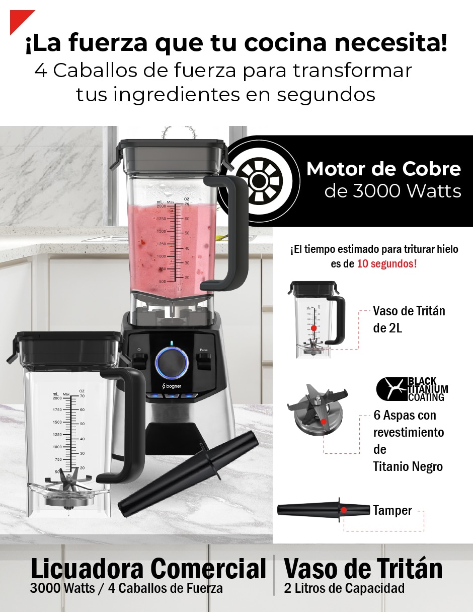Licuadora bogner bsb09spaq 3 velocidades