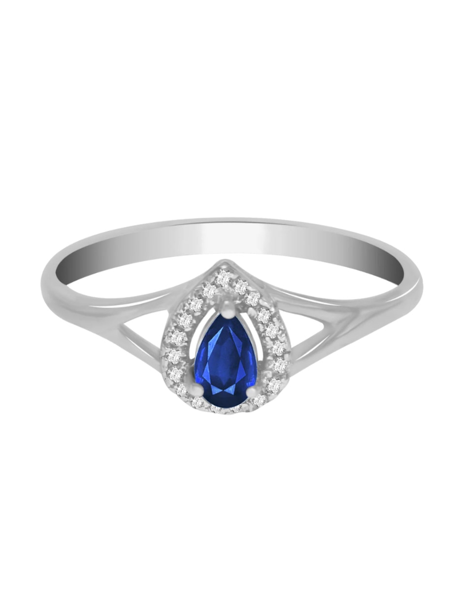 de (si aplica) Ovalada Cristina 14 k de Oro Zafiro y diamante Brillante