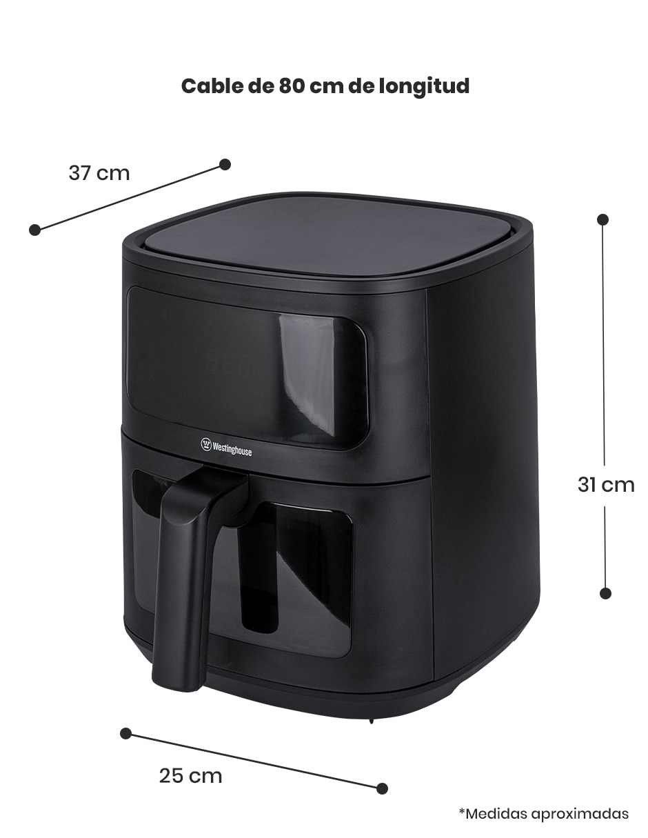 Freidora de aire con compartimento único westinghouse 5.5 l wkafid501