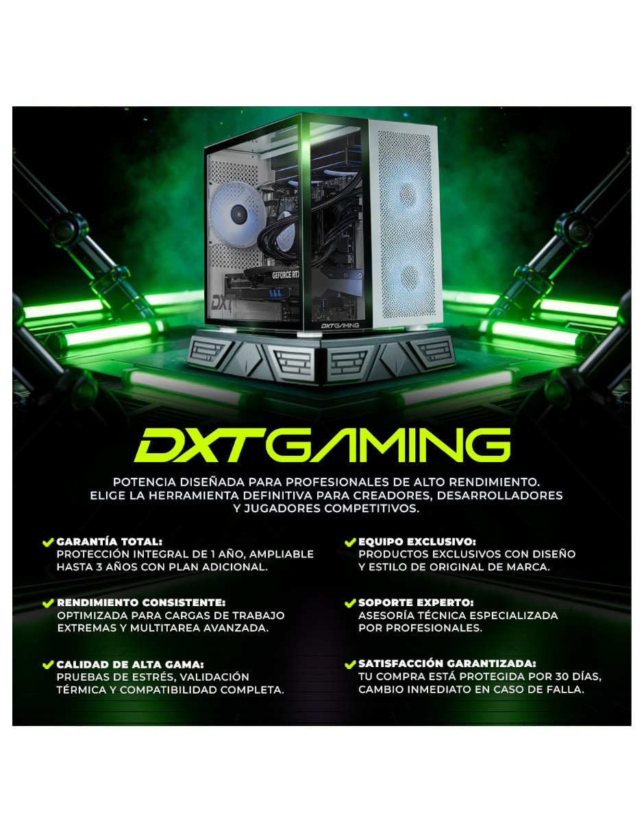 Computadora gamer dxt gaming dxtu916gb5xemtpb 27 pulgadas Full HD Intel core ultra 9 integradas 16 GB RAM 1 TB SSD