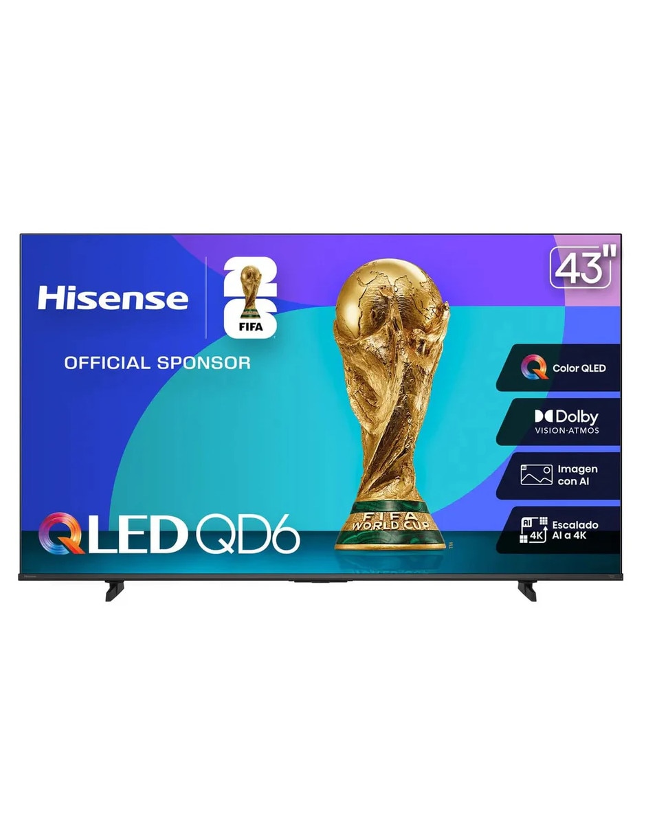 HISENSE Pantalla smart tv hisense qled de 4k/uhd 43qd6qv con vidaa con ai picture