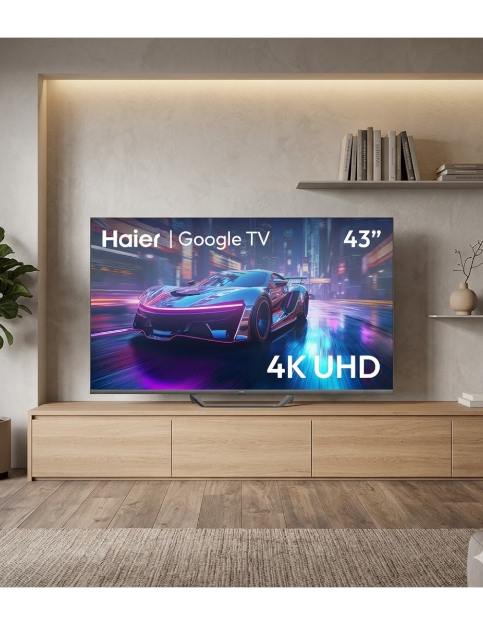 Pantalla smart tv haier qled de 4k/uhd h43s80fux con google tv con