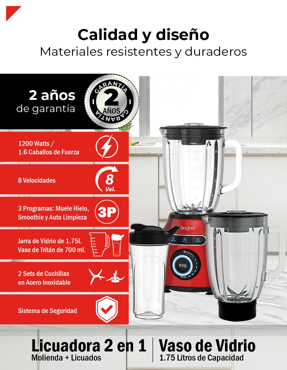 Licuadora bogner bsb04paq 8 velocidades
