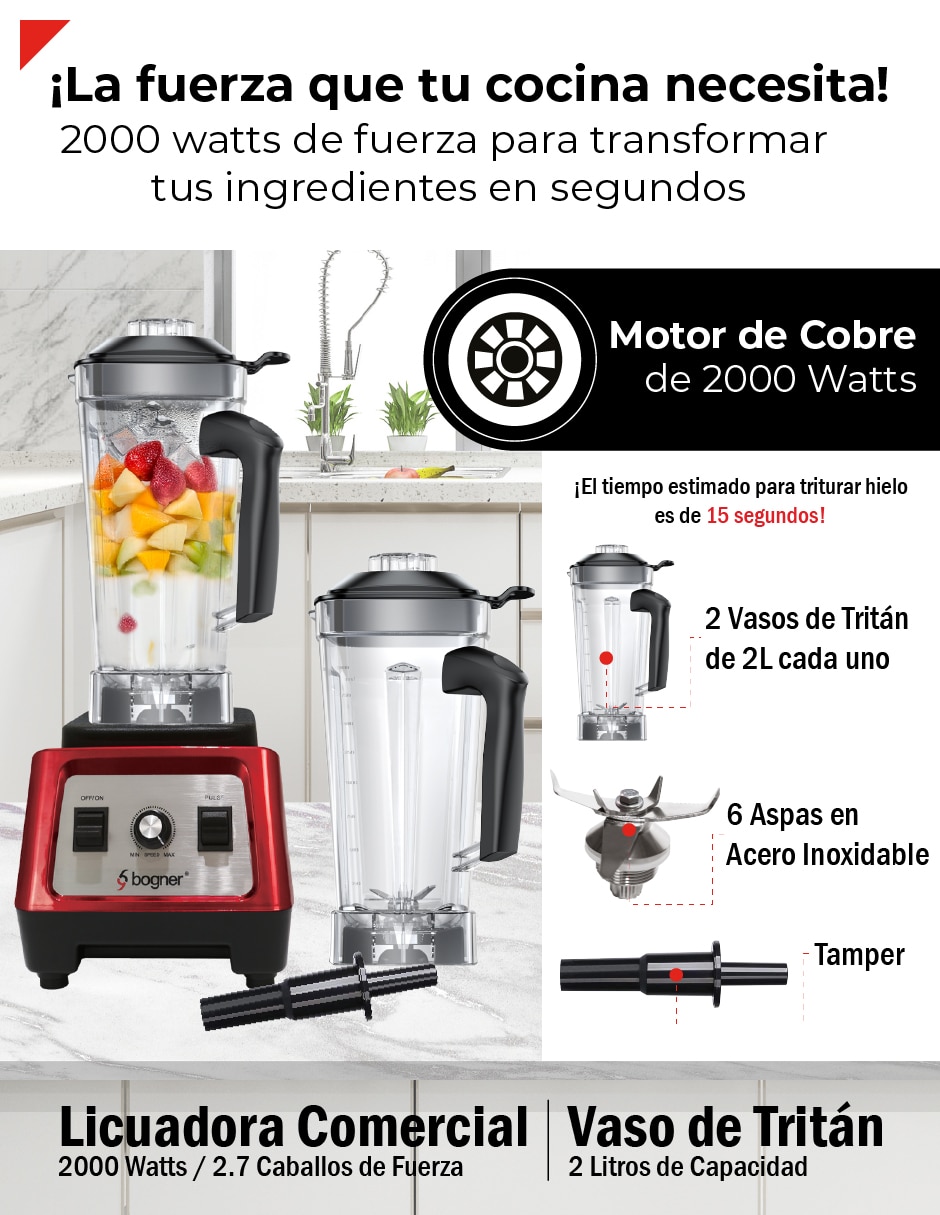 Licuadora bogner bsb08spaq 3 velocidades