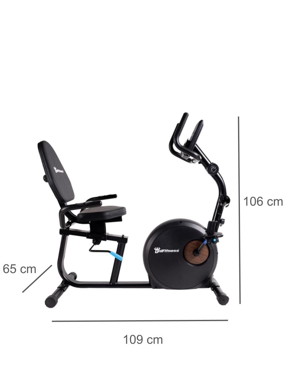 Bicicleta recumbente unifitness modelo ufex0023 de acero y plástico
