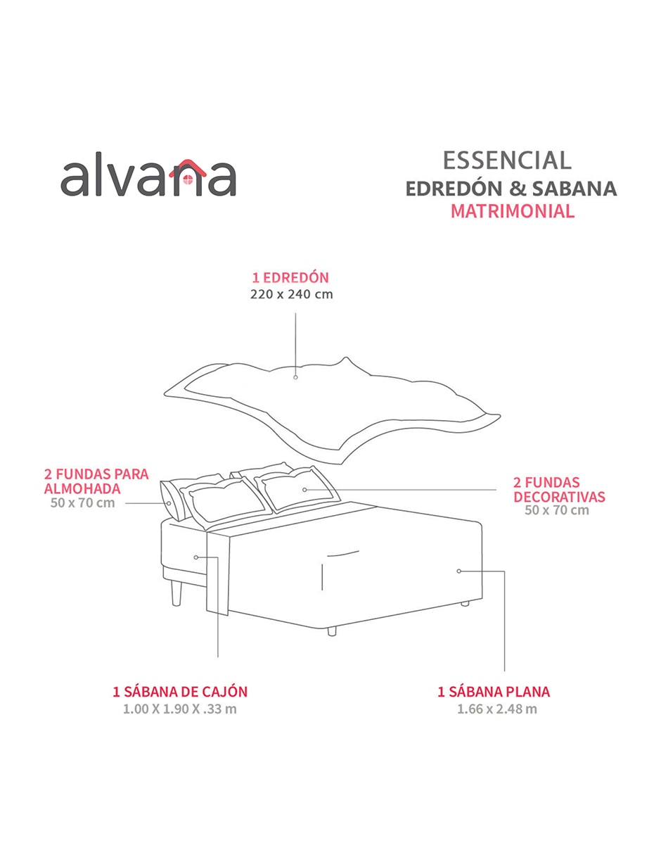 Set edredón alvana essential con juego de sábanas