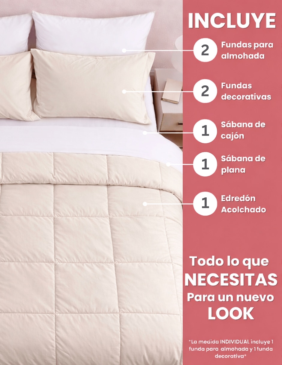 Set edredón confort con juego de sábanas 5