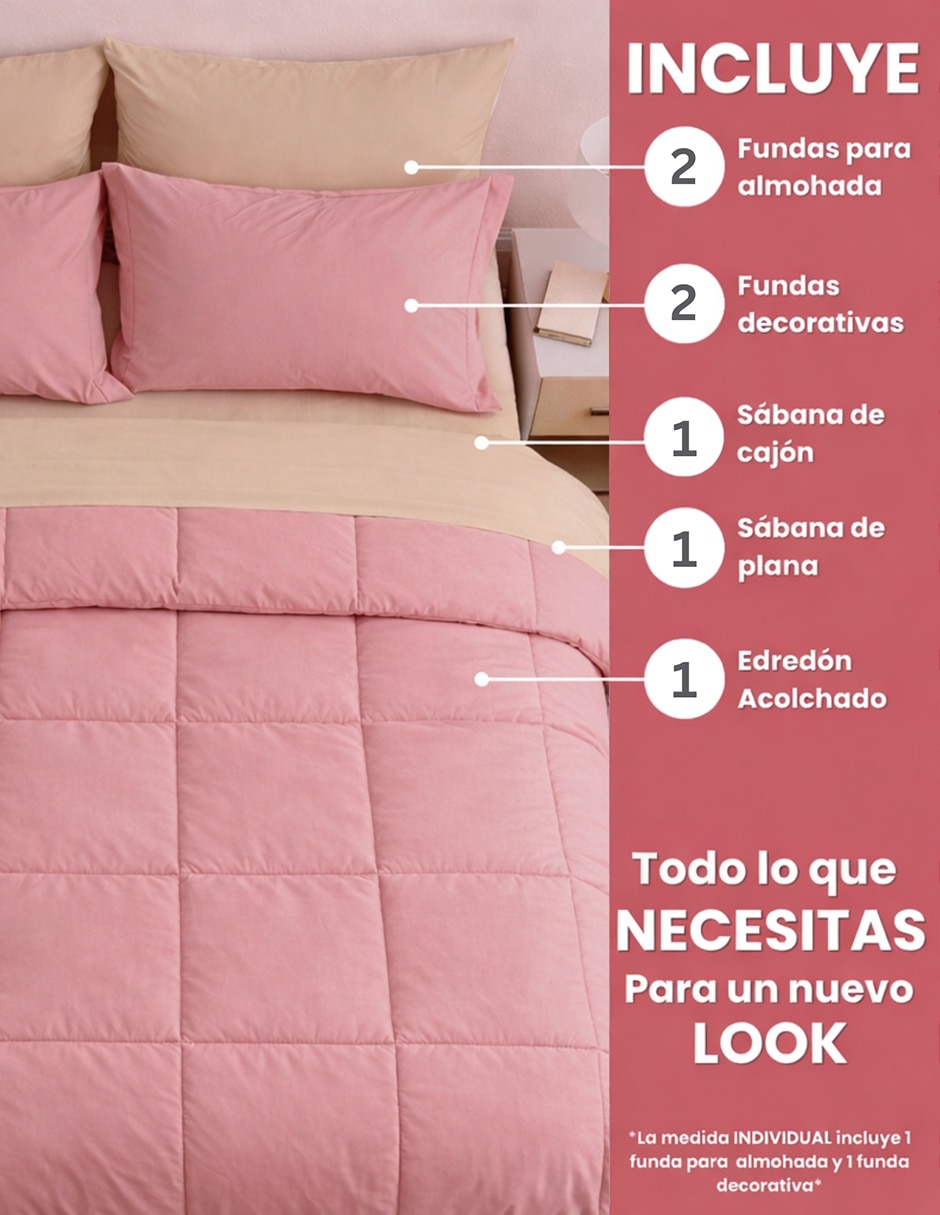 Set edredón confort con juego de sábanas 5