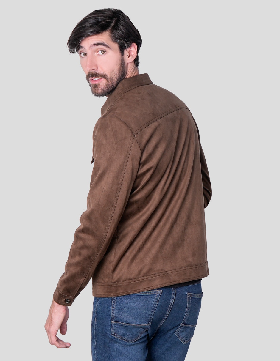 Chamarra casual greenlanderde suede con bolsillos para hombre 2