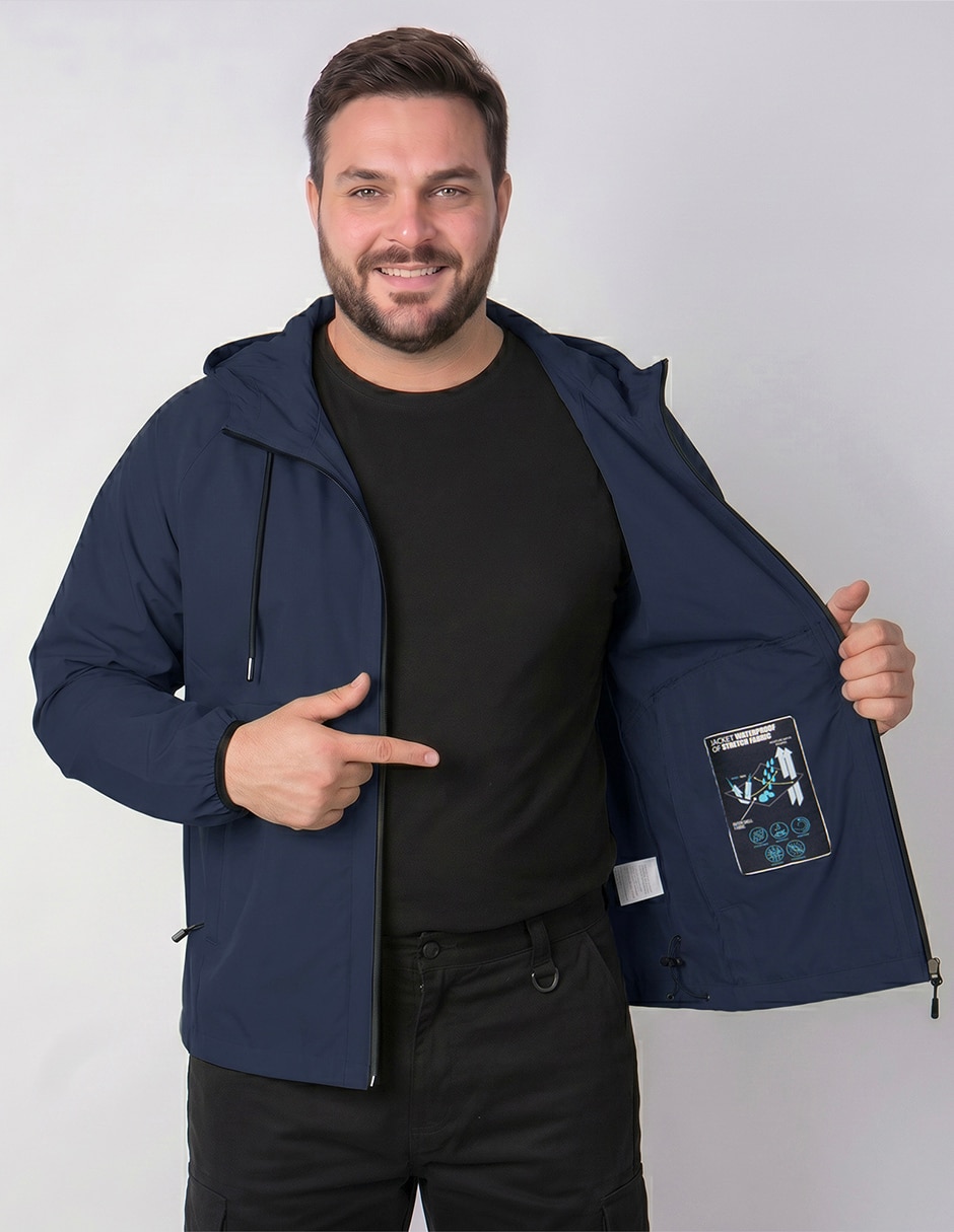 Chamarra casual Softshell impermeable capucha y bolsa para hombre 3