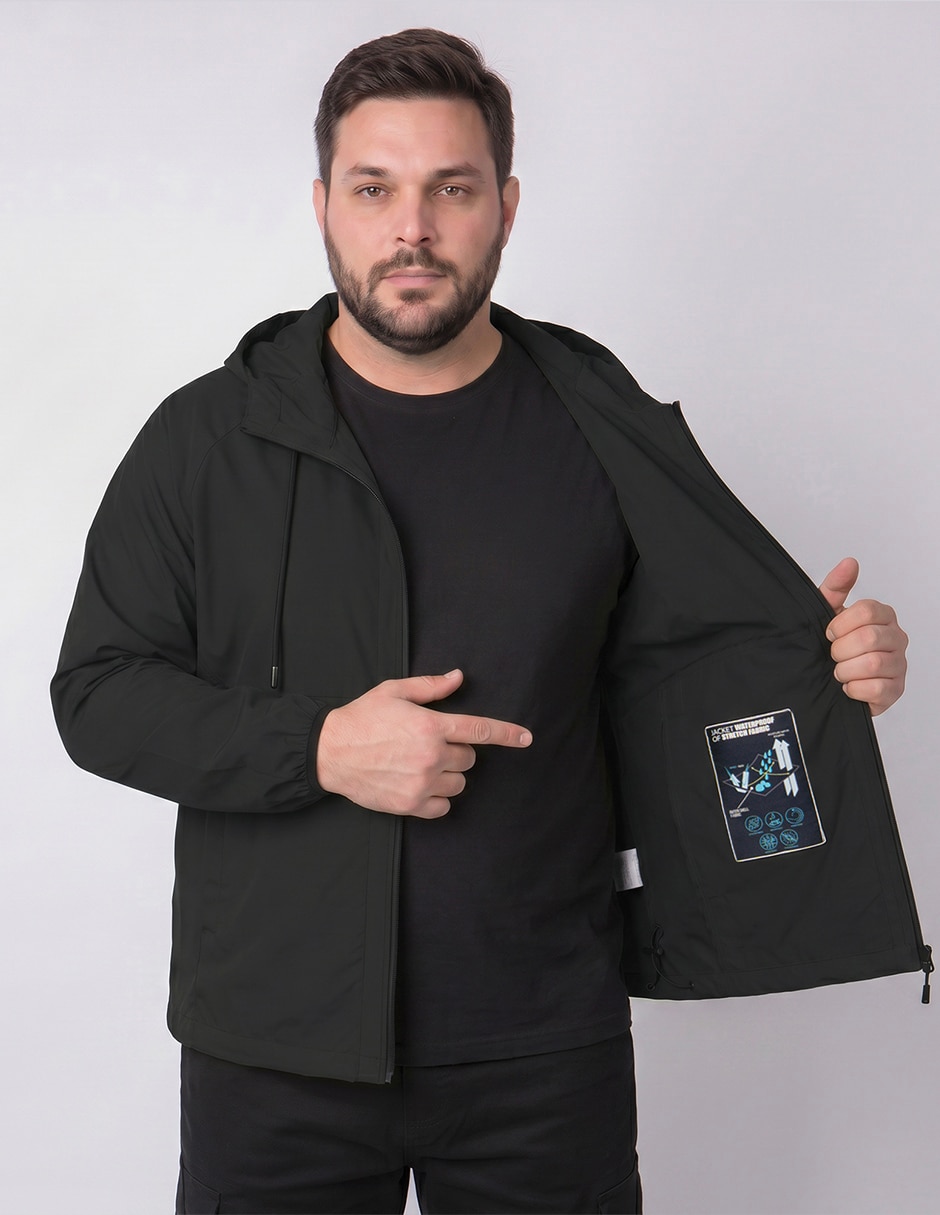 Chamarra casual greenlander resistente al agua capucha y bolsa para hombre