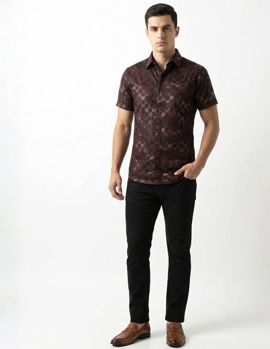 Camisa casual pavini manga corta para hombre
