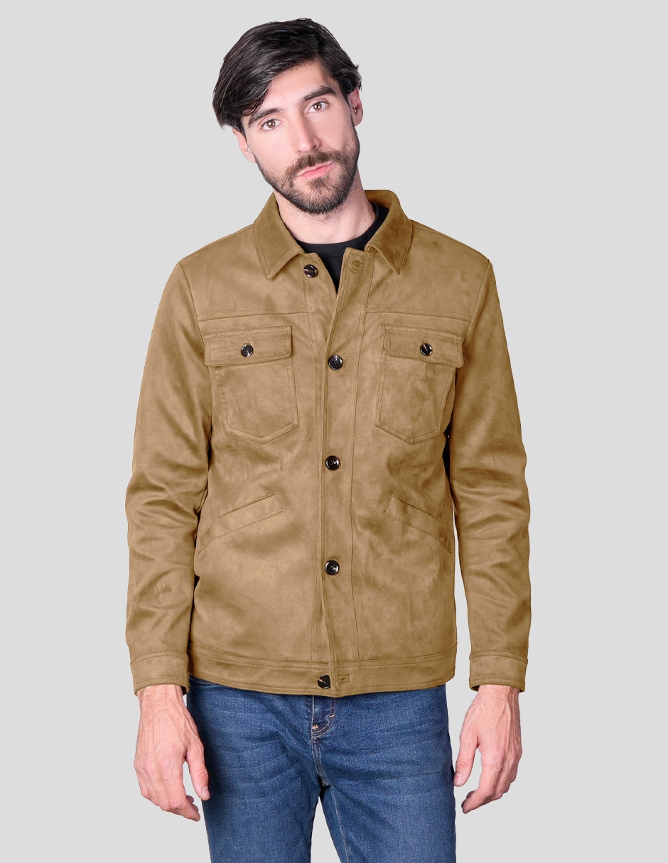 Chamarra casual greenlanderde suede con bolsillos para hombre Chamarra casual greenlanderde suede con bolsillos para hombre