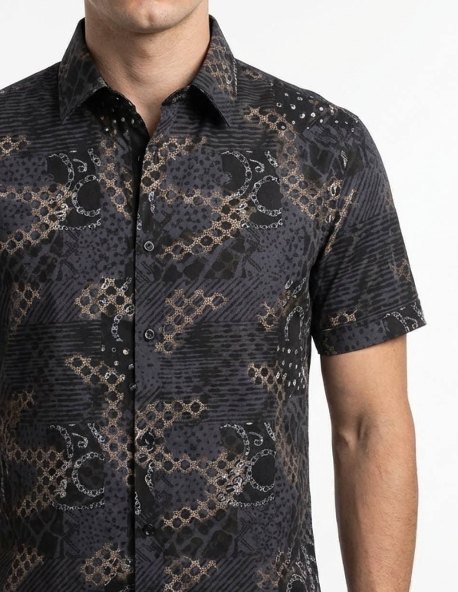 Camisa casual pavini manga corta para hombre