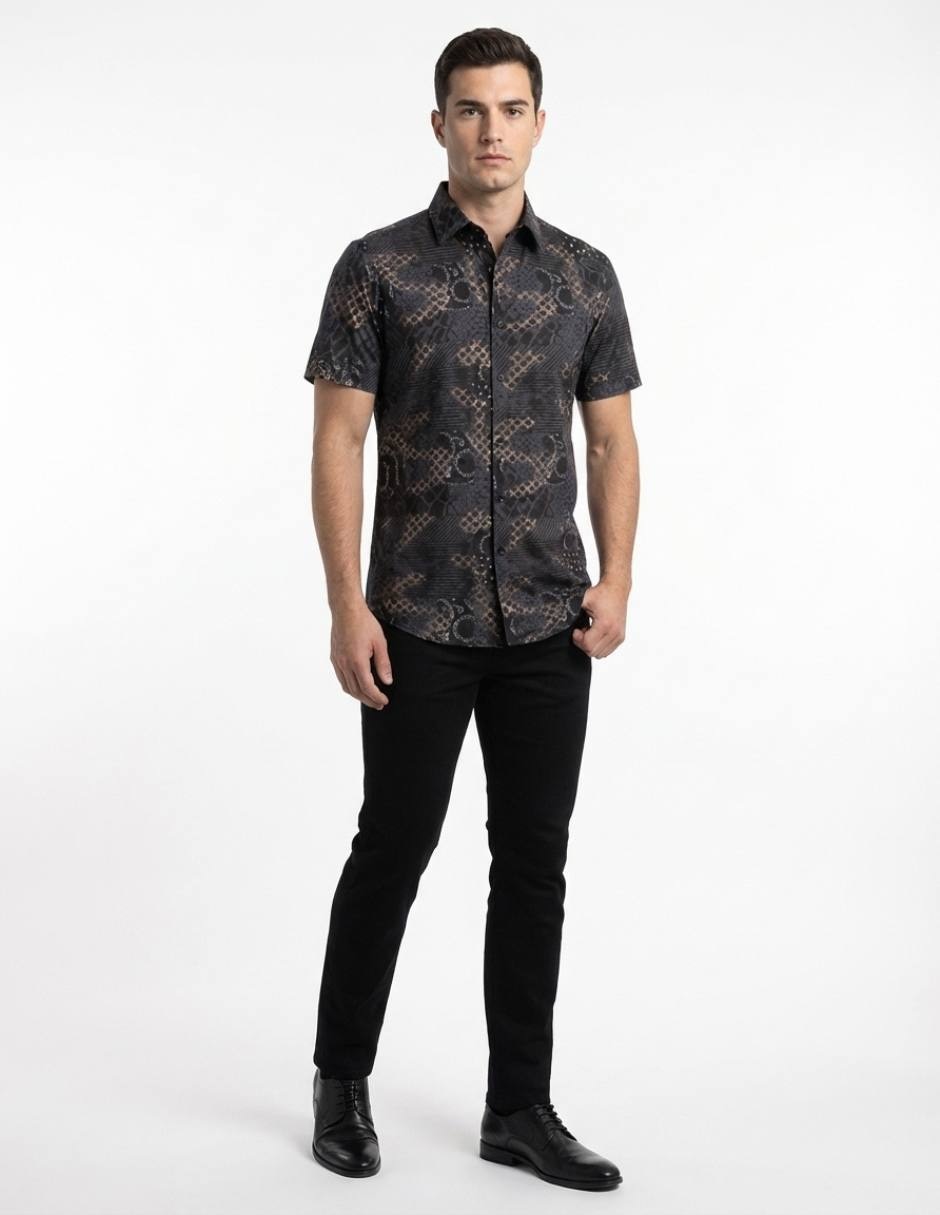 Camisa casual pavini manga corta para hombre