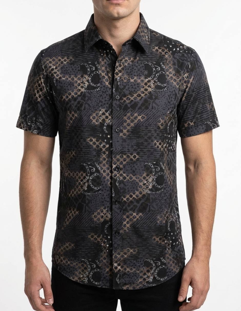 Camisa casual pavini manga corta para hombre