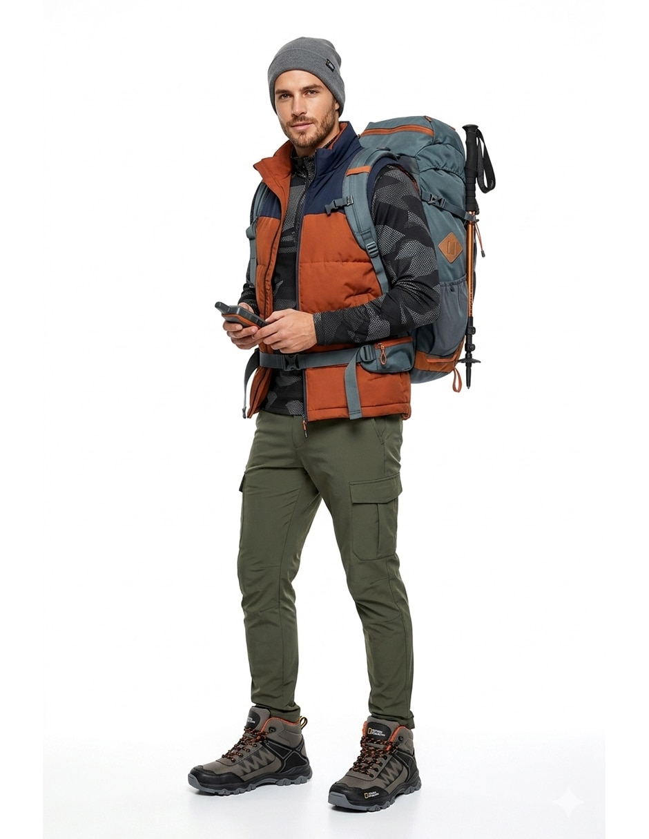 Botín Kuali Shoes senderismo de piel sintética para hombre