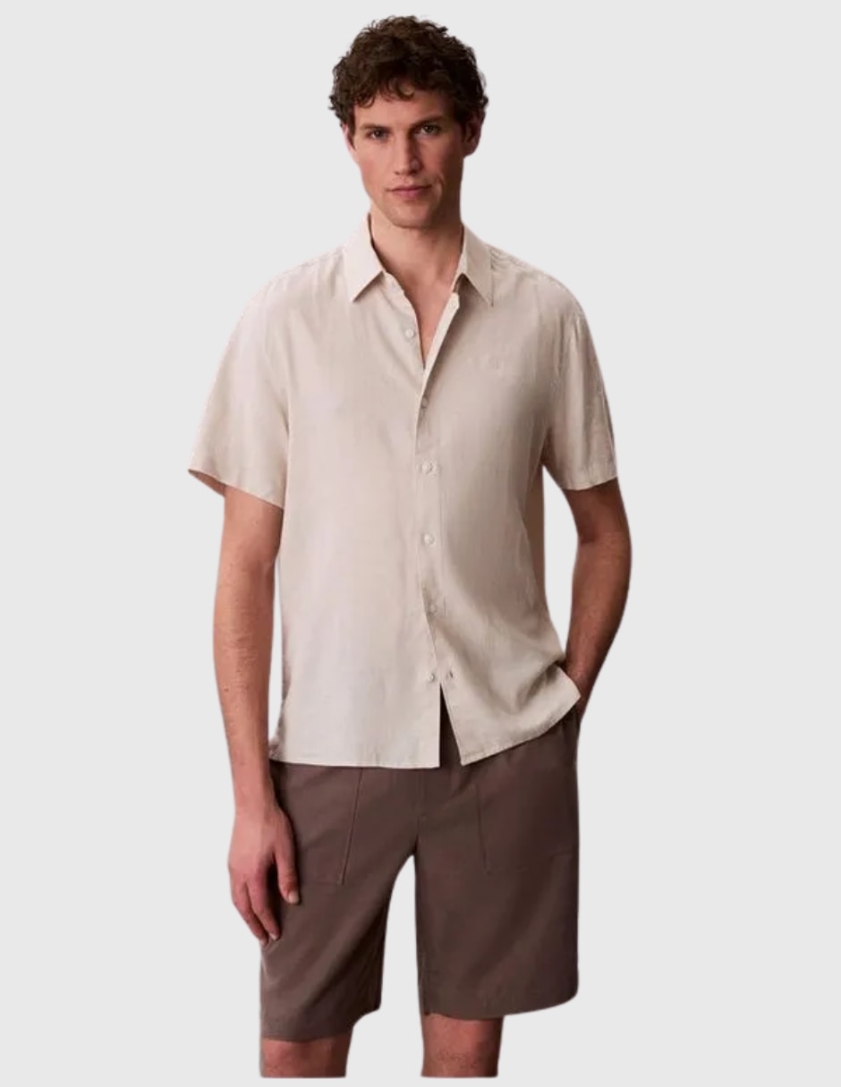 Camisa casual Calvin Klein algodón manga corta para hombre