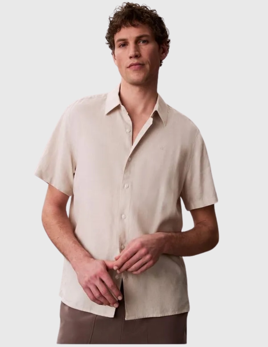 Camisa casual Calvin Klein algodón manga corta para hombre