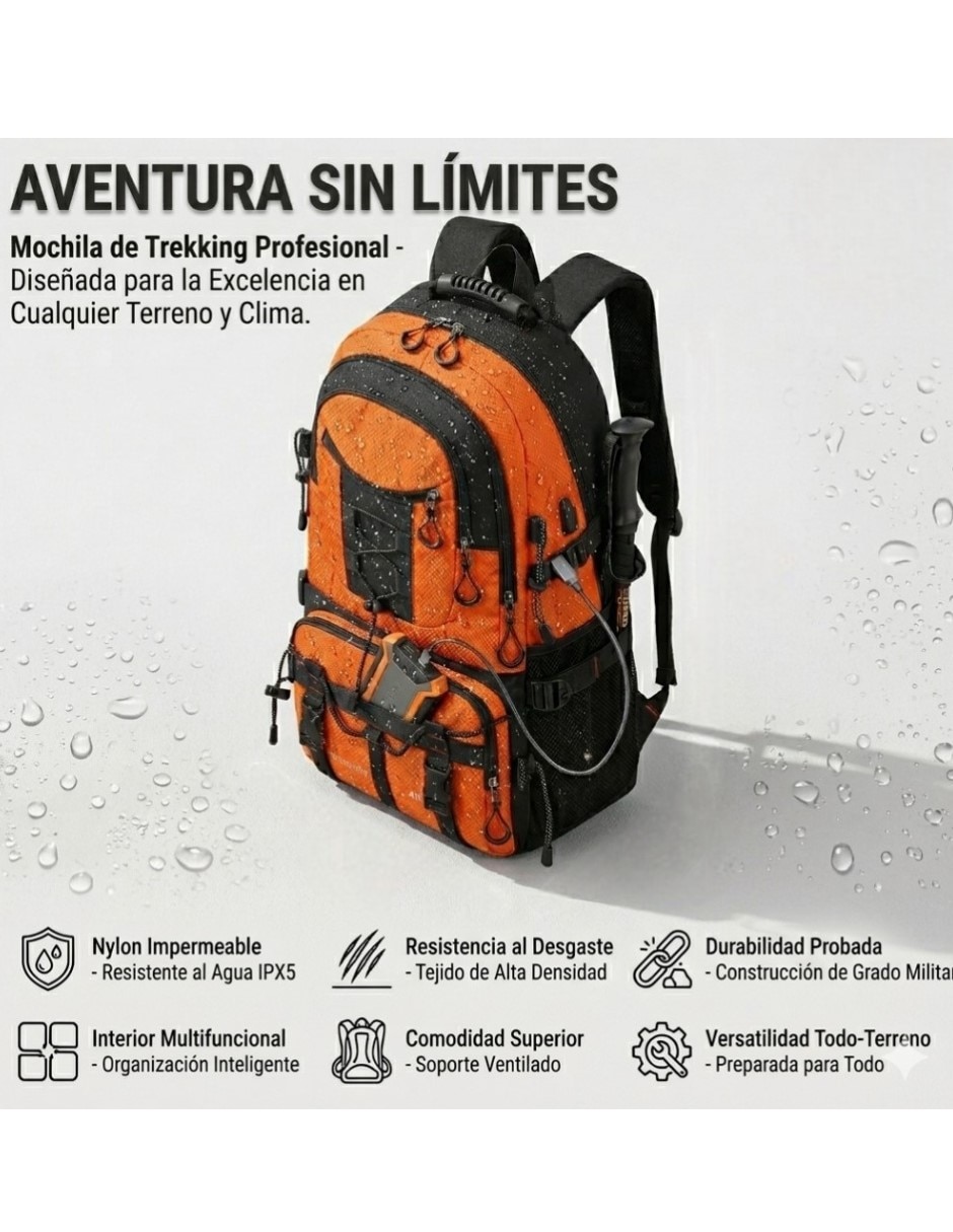 Mochila senderismo cm-top mochila para camping con puerto USBunisex