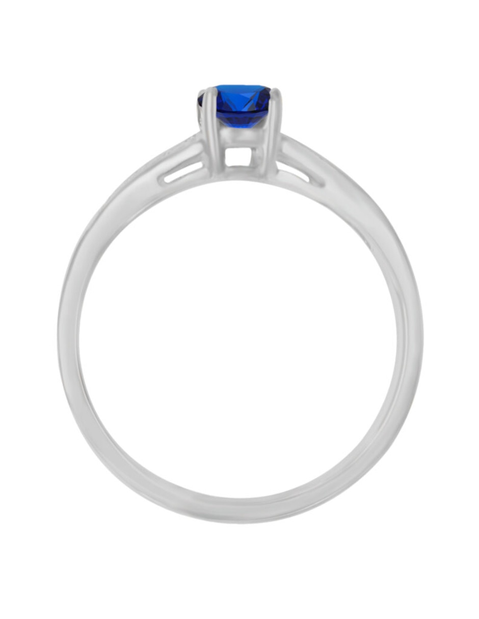 Anillo con gema Fascinare Leanny 14 k de oro blanco zafiro y diamante brillante