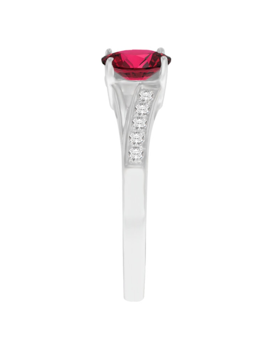 Anillo Fascinare Leanny 14 k de oro blanco rubí y diamante