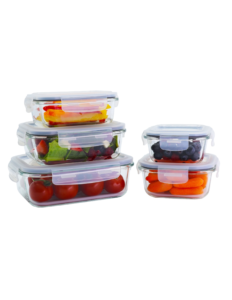 Contenedor con tapa Vidrio Home Basic 10 piezas